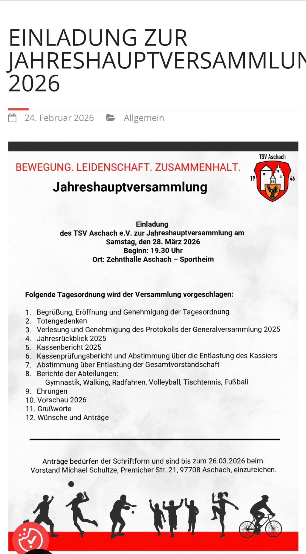 JHV des TSV Aschach 1946 e. V.